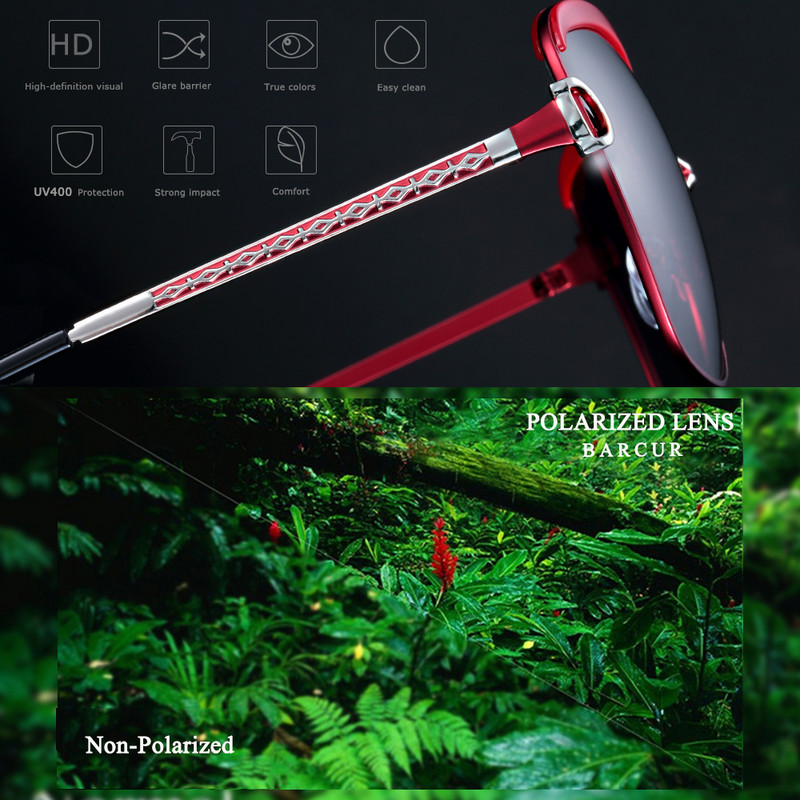 BARCUR Polarizirane ženske sunčane naočale Ženske gradijentne leće Okrugle sunčane naočale Četvrtasti luksuzni brend Oculos Lunette De Soleil Femme