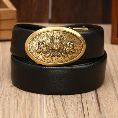 Ανδρική δερμάτινη ζώνη μονόχρωμη επιφάνεια βαφής πολλαπλών στυλ αυτόματη ζώνη πόρπης επαγγελματική περιστασιακή ευέλικτη ζώνη