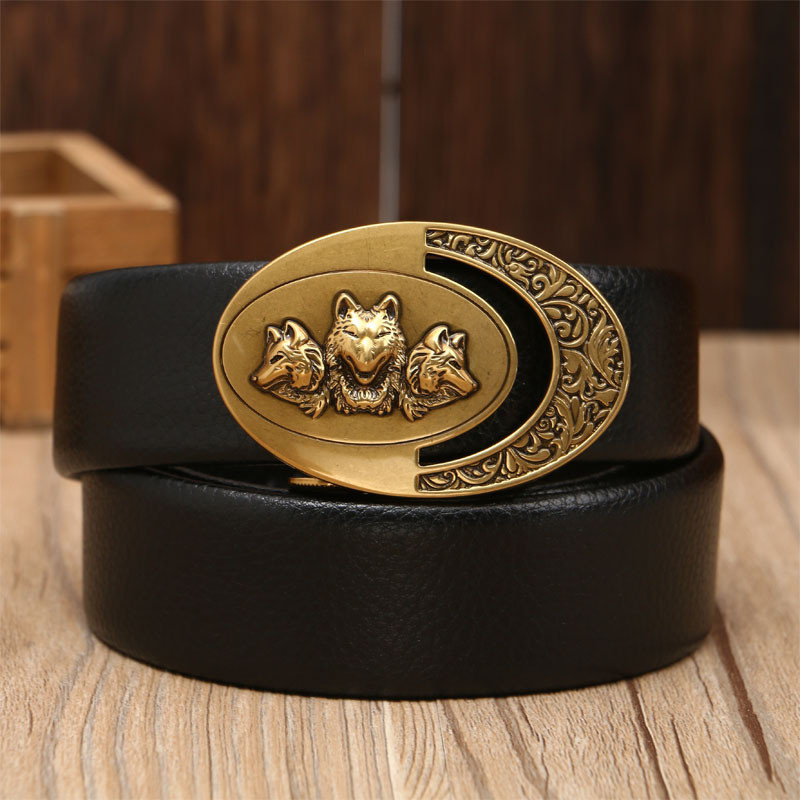 Ανδρική δερμάτινη ζώνη μονόχρωμη επιφάνεια βαφής πολλαπλών στυλ αυτόματη ζώνη πόρπης επαγγελματική περιστασιακή ευέλικτη ζώνη