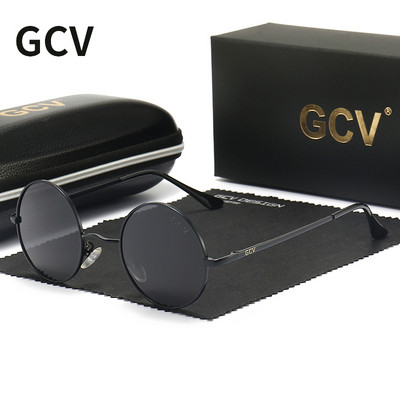 Ochelari de soare polarizați rotunzi, din aliaj de cupru, marca GCV, Steampunk, vintage, bărbați, femei, bărbați, femei, ochelari de soare clasici UV400, cadru metalic