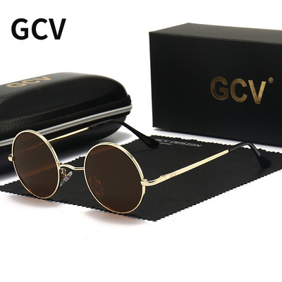 GCV Brand Bakrena legura Steampunk Okrugle polarizirane sunčane naočale Vintage Muškarci Žene Muške Ženske sunčane naočale Klasični UV400 metalni okvir