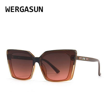 WERGASUN Nagy divatos négyzet alakú napszemüvegek női tervező luxus női macskaszem napszemüvegek Vintage UV400 kültéri Oculos De Sol