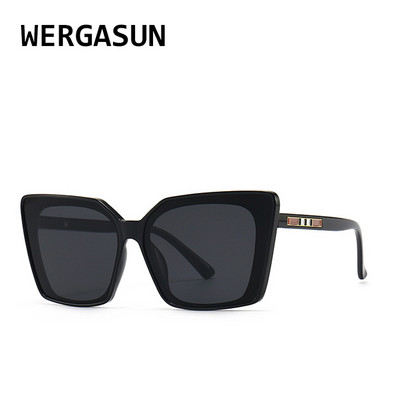WERGASUN Nagy divatos négyzet alakú napszemüvegek női tervező luxus női macskaszem napszemüvegek Vintage UV400 kültéri Oculos De Sol