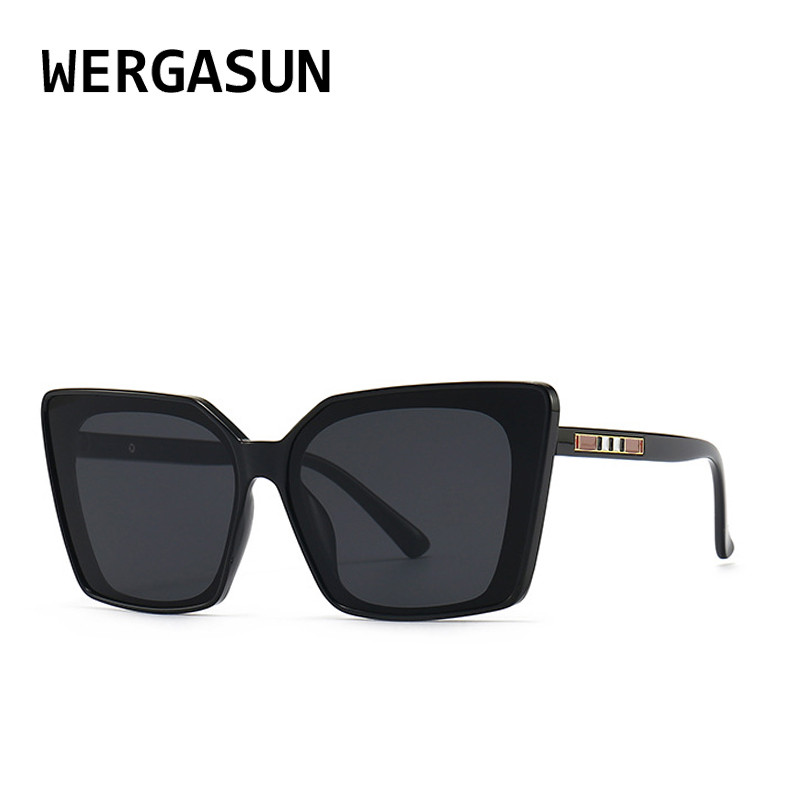WERGASUN Nagy divatos négyzet alakú napszemüvegek női tervező luxus női macskaszem napszemüvegek Vintage UV400 kültéri Oculos De Sol