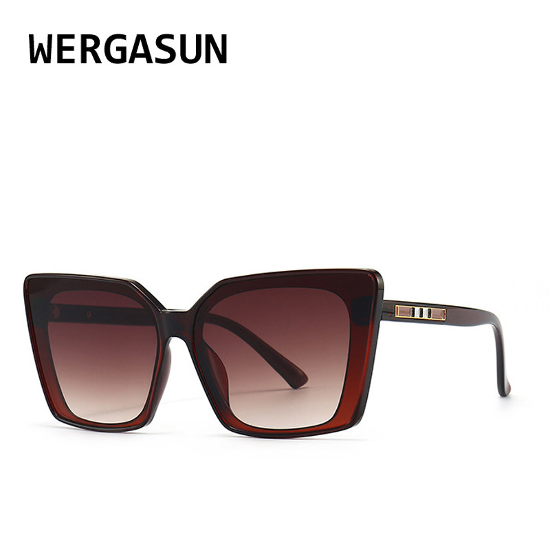 WERGASUN Nagy divatos négyzet alakú napszemüvegek női tervező luxus női macskaszem napszemüvegek Vintage UV400 kültéri Oculos De Sol