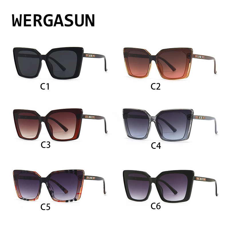 WERGASUN Nagy divatos négyzet alakú napszemüvegek női tervező luxus női macskaszem napszemüvegek Vintage UV400 kültéri Oculos De Sol