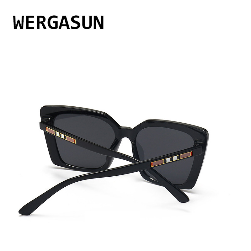 WERGASUN Nagy divatos négyzet alakú napszemüvegek női tervező luxus női macskaszem napszemüvegek Vintage UV400 kültéri Oculos De Sol