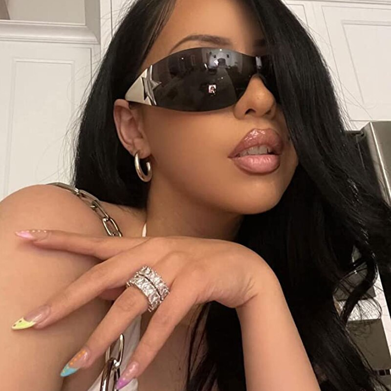 Modne sunčane naočale za žene Muškarci Trendy Shield Wrap Around sunčane naočale Prevelike modne sunčane naočale bez okvira