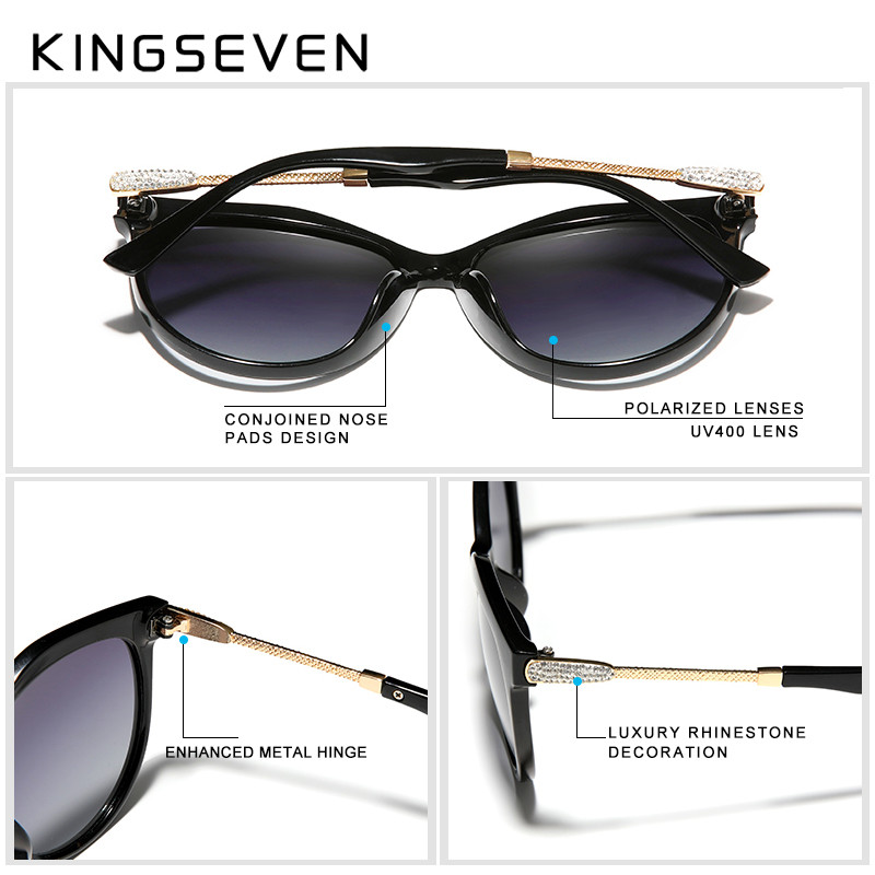 KINGSEVEN 2022 polariseeritud naiste päikeseprillid Gradient Lens Luksuslikud päikeseprillid Kaubamärk Lentes de sol Mujer
