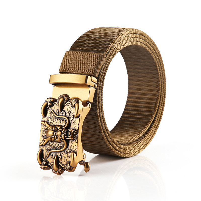 Uued meeste rihmad, kvaliteetsed puhtast nailonist Hiina draakoni pronksist hammasteta automaatne sulamist pandlaga rihm Meeste vöönahast luksusbränd