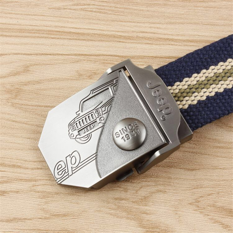 Visokokvalitetni platneni remen za muškarce i žene Muški platneni remen s automatskom kopčom od lake legure Jeep kopča Omladinski ležerni podebljani remen