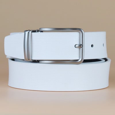2021 Cureaua de piele albă pentru bărbați, cu cataramă, pantaloni ocazionali, curea în talie, blugi pentru bărbați, curele de golf, accesorii de modă ZKYY-HW011