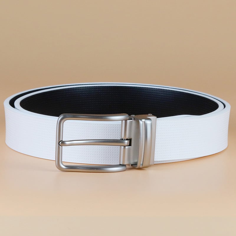 2021 Cureaua de piele albă pentru bărbați, cu cataramă, pantaloni ocazionali, curea în talie, blugi pentru bărbați, curele de golf, accesorii de modă ZKYY-HW011