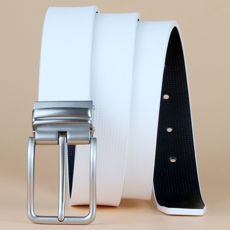 2021 Cureaua de piele albă pentru bărbați, cu cataramă, pantaloni ocazionali, curea în talie, blugi pentru bărbați, curele de golf, accesorii de modă ZKYY-HW011