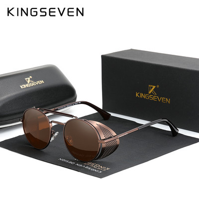 Оригинални KINGSEVEN ретро кръгли стимпънк слънчеви очила за мъже ретро дамски слънчеви очила ретро очила за пътуване Gafas De Sol 7550