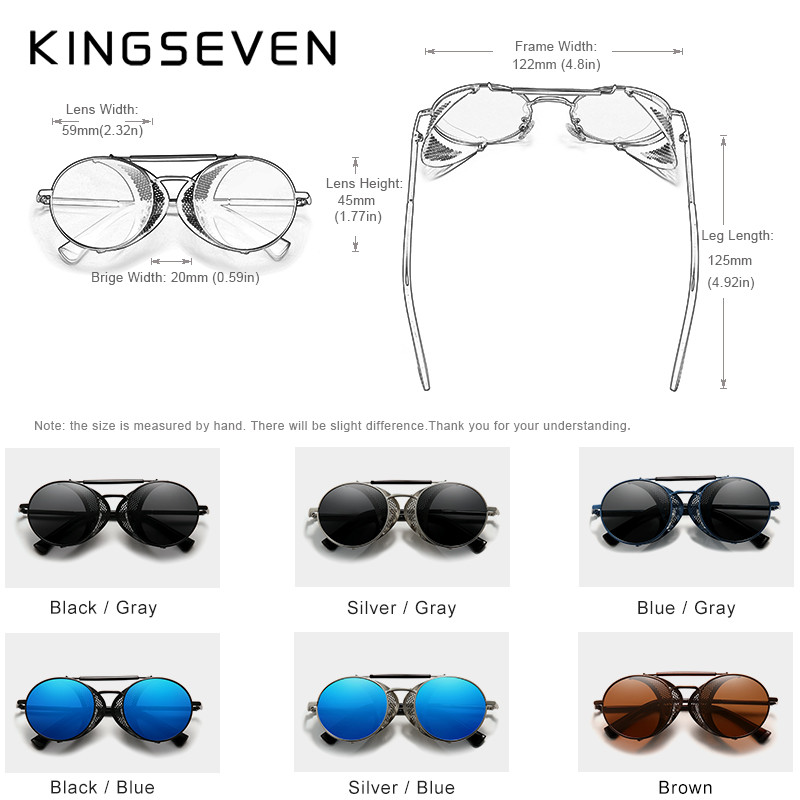 Originalne KINGSEVEN retro okrugle steampunk sunčane naočale muške retro ženske sunčane naočale Vintage putne naočale Gafas De Sol 7550