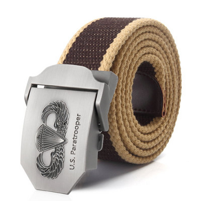 SupSindy Novi muški i ženski vojni platneni remen luksuzni američki padobranski remen s trapericama s metalnom kopčom Vojni taktički remeni za muškarce muški remen