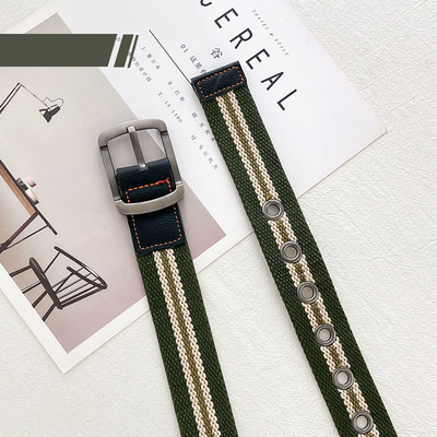 Trendový plátený opasok s prackou pre mužov, módny ležérny luxusný všestranný džínsový opasok, taktický poľovnícky nylonový opasok pre mládež