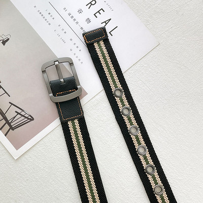 Trendový plátený opasok s prackou pre mužov, módny ležérny luxusný všestranný džínsový opasok, taktický poľovnícky nylonový opasok pre mládež