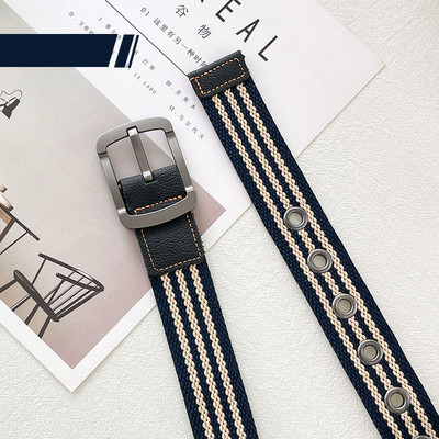 Trendový plátený opasok s prackou pre mužov, módny ležérny luxusný všestranný džínsový opasok, taktický poľovnícky nylonový opasok pre mládež