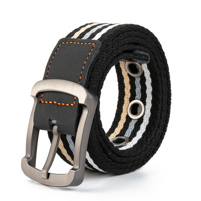 Trendový plátený opasok s prackou pre mužov, módny ležérny luxusný všestranný džínsový opasok, taktický poľovnícky nylonový opasok pre mládež