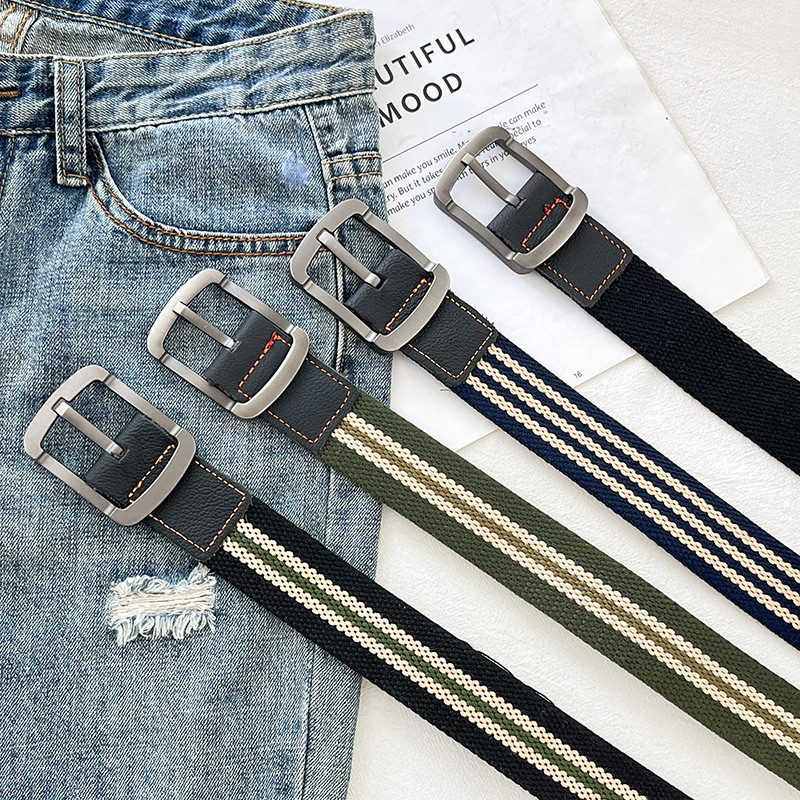 Trendový plátený opasok s prackou pre mužov, módny ležérny luxusný všestranný džínsový opasok, taktický poľovnícky nylonový opasok pre mládež