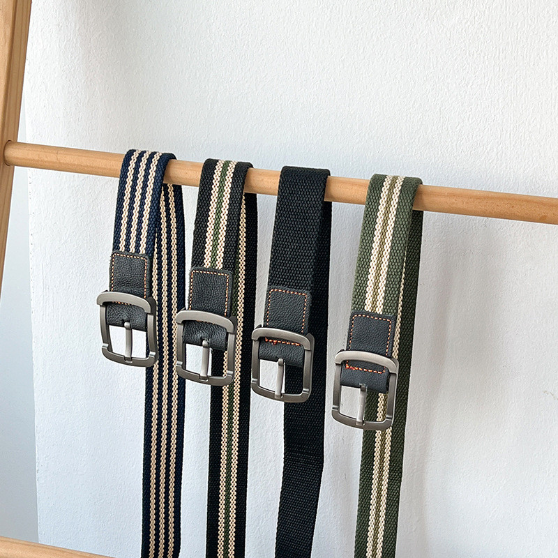 Trendový plátený opasok s prackou pre mužov, módny ležérny luxusný všestranný džínsový opasok, taktický poľovnícky nylonový opasok pre mládež