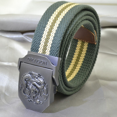 Platneni pojasevi s kopčom u obliku orijentalnog zmaja za muškarce, vojnička širina tijela 3,8 cm, udobni prozračni dodaci, modna muška traka oko struka