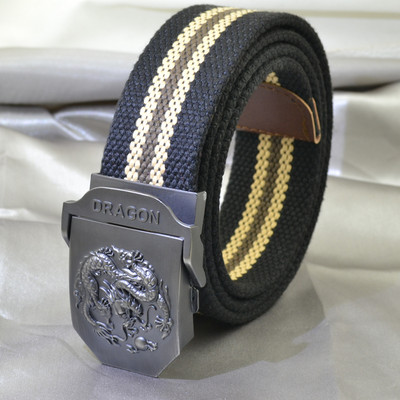 Platneni pojasevi s kopčom u obliku orijentalnog zmaja za muškarce, vojnička širina tijela 3,8 cm, udobni prozračni dodaci, modna muška traka oko struka
