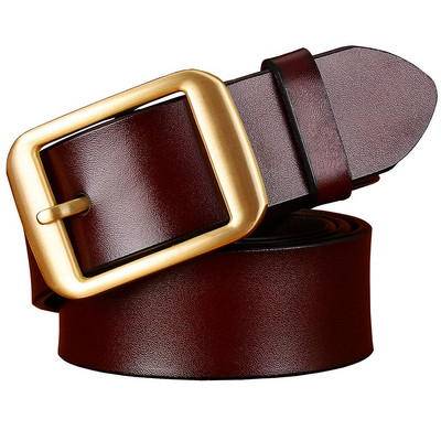 Modni remeni od prave kože za muškarce Bakrena legura Muški kaiš s kopčom Kvalitetan remen od goveđe kože drugi sloj muški Smeđi