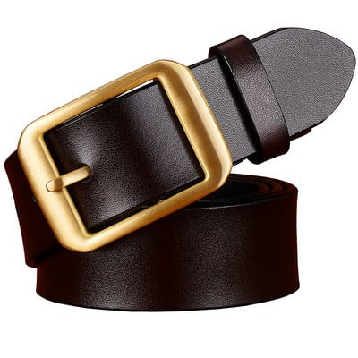 Modni remeni od prave kože za muškarce Bakrena legura Muški kaiš s kopčom Kvalitetan remen od goveđe kože drugi sloj muški Smeđi