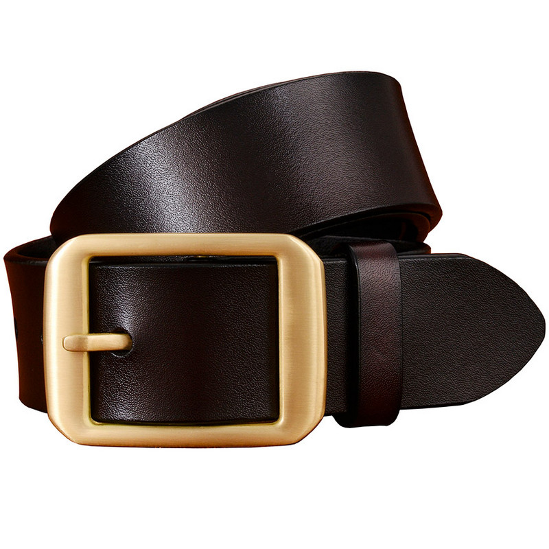 Modni remeni od prave kože za muškarce Bakrena legura Muški kaiš s kopčom Kvalitetan remen od goveđe kože drugi sloj muški Smeđi