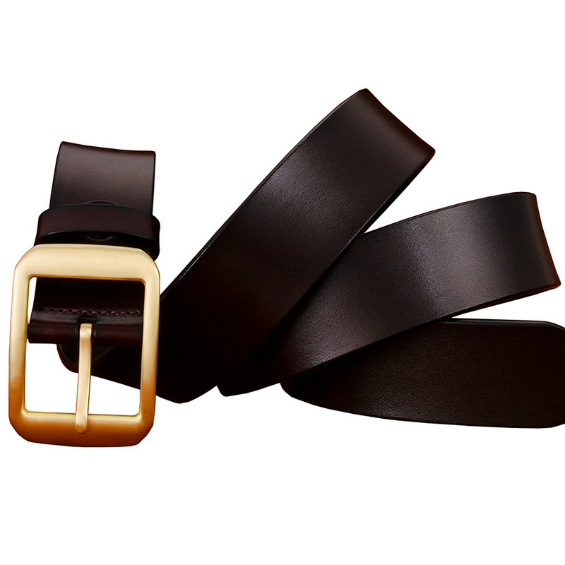 Modni remeni od prave kože za muškarce Bakrena legura Muški kaiš s kopčom Kvalitetan remen od goveđe kože drugi sloj muški Smeđi