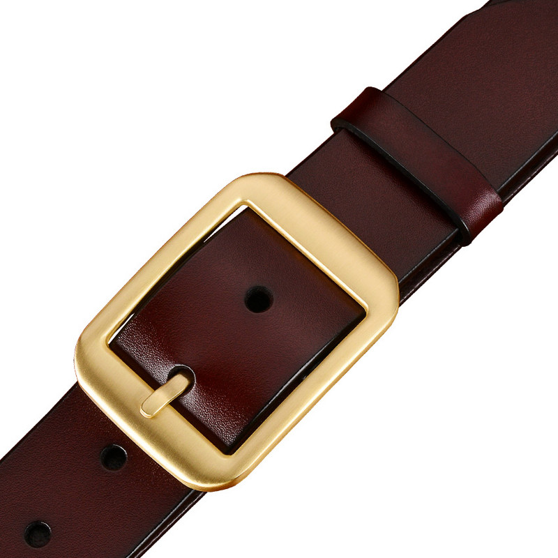 Modni remeni od prave kože za muškarce Bakrena legura Muški kaiš s kopčom Kvalitetan remen od goveđe kože drugi sloj muški Smeđi