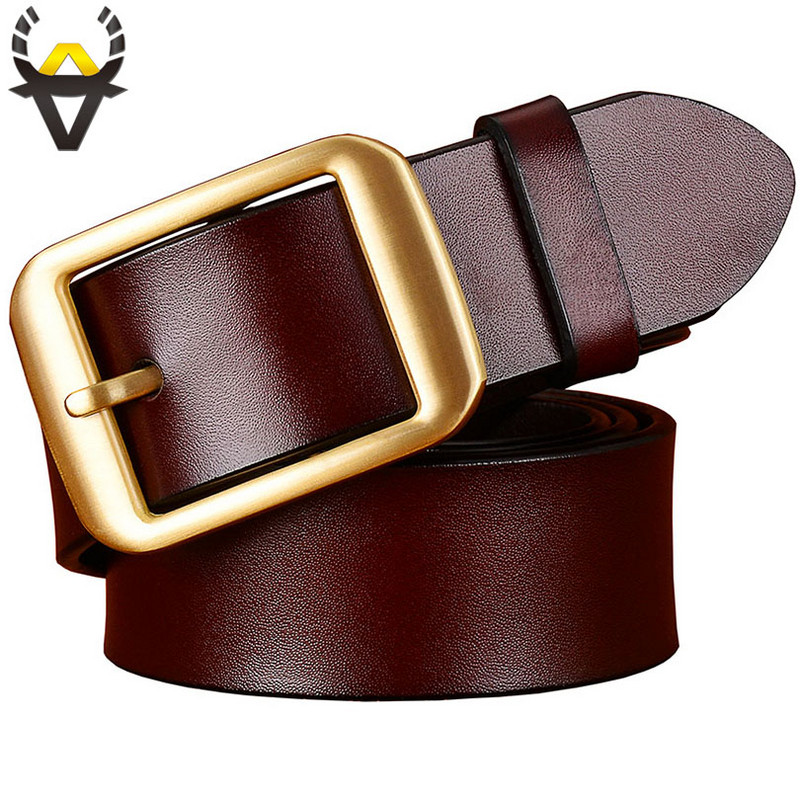 Modni remeni od prave kože za muškarce Bakrena legura Muški kaiš s kopčom Kvalitetan remen od goveđe kože drugi sloj muški Smeđi