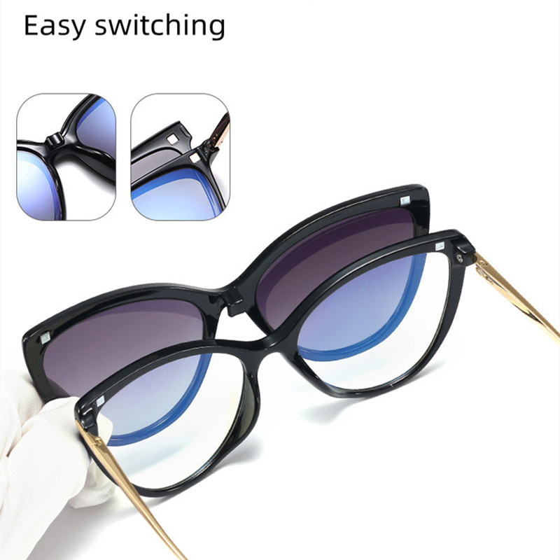 Modni trend Ženske mačkaste sunčane naočale s polariziranim magnetskim usisnim poklopcem Ogledalo s kopčom protiv plave svjetlosti