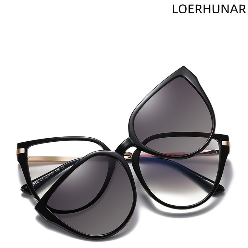 Új divatos macskaszem polarizált napszemüveg mágneses szívású, kettős célú fedőtükör női kék fényű csíptetős tükör