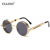 CLLOIO Classic Gothic Steampunk Γυαλιά ηλίου Ανδρικά Γυναικεία Μόδα Στρογγυλά Γυαλιά Vintage Γυαλιά Ηλίου Υψηλής Ποιότητας Μεταλλικός Σκελετός UV400