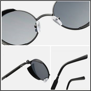 CLLOIO Classic Gothic Steampunk слънчеви очила Мъже Дами Модни кръгли очила Ретро слънчеви очила Висококачествена метална рамка UV400