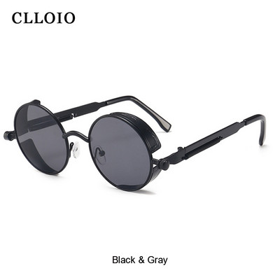 CLLOIO Classic Gothic Steampunk Γυαλιά ηλίου Ανδρικά Γυναικεία Μόδα Στρογγυλά Γυαλιά Vintage Γυαλιά Ηλίου Υψηλής Ποιότητας Μεταλλικός Σκελετός UV400