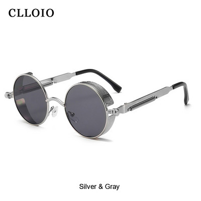CLLOIO Classic Gothic Steampunk Γυαλιά ηλίου Ανδρικά Γυναικεία Μόδα Στρογγυλά Γυαλιά Vintage Γυαλιά Ηλίου Υψηλής Ποιότητας Μεταλλικός Σκελετός UV400