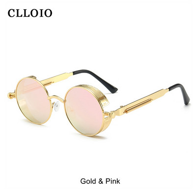 CLLOIO Classic Gothic Steampunk Γυαλιά ηλίου Ανδρικά Γυναικεία Μόδα Στρογγυλά Γυαλιά Vintage Γυαλιά Ηλίου Υψηλής Ποιότητας Μεταλλικός Σκελετός UV400