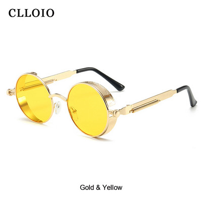 CLLOIO Classic Gothic Steampunk Γυαλιά ηλίου Ανδρικά Γυναικεία Μόδα Στρογγυλά Γυαλιά Vintage Γυαλιά Ηλίου Υψηλής Ποιότητας Μεταλλικός Σκελετός UV400