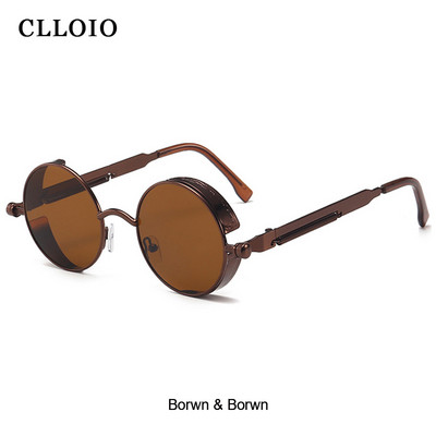 CLLOIO Classic Gothic Steampunk Γυαλιά ηλίου Ανδρικά Γυναικεία Μόδα Στρογγυλά Γυαλιά Vintage Γυαλιά Ηλίου Υψηλής Ποιότητας Μεταλλικός Σκελετός UV400