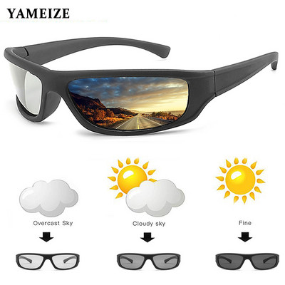 YAMEIZE Photochromic Glasses Polarized Sunglasses Men Discoloration Square Sunglasses Driving Goggles Sport Chameleon Eyewear