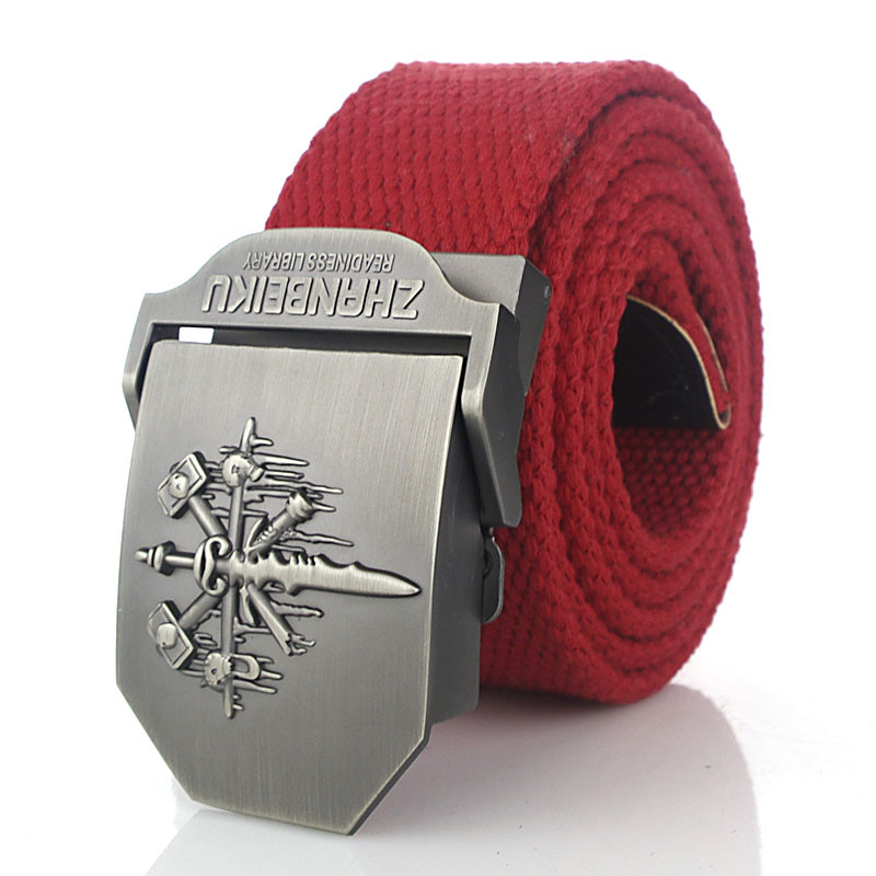 SupSindy muški platneni remen Skull Sword metalna kopča vojni remen Vojni taktički pojasevi za muškarce vrhunske kvalitete muški remen Vojno zeleni