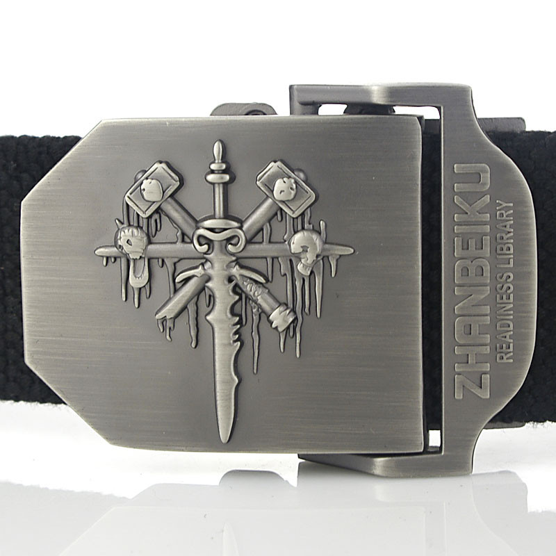 SupSindy muški platneni remen Skull Sword metalna kopča vojni remen Vojni taktički pojasevi za muškarce vrhunske kvalitete muški remen Vojno zeleni