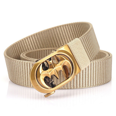 SupSindy Muški najlonski remen Luksuzni šišmiš Metalni platneni pojasevi s automatskom kopčom za žene Modni traperice Pojas Ležerni muški remen Crni