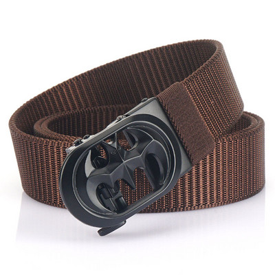 SupSindy Muški najlonski remen Luksuzni šišmiš Metalni platneni pojasevi s automatskom kopčom za žene Modni traperice Pojas Ležerni muški remen Crni