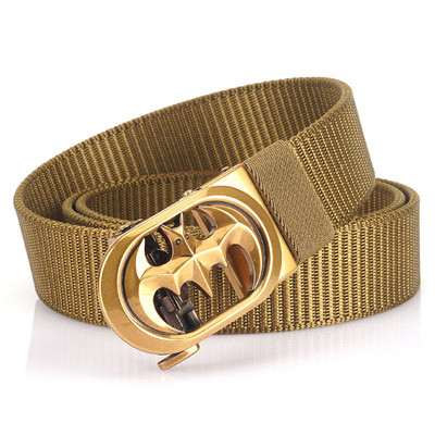 SupSindy Muški najlonski remen Luksuzni šišmiš Metalni platneni pojasevi s automatskom kopčom za žene Modni traperice Pojas Ležerni muški remen Crni